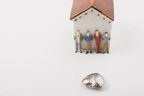Tiny figurine of man model  in view Stock Photos
