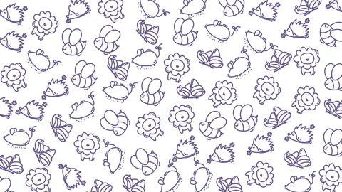 Tiny floral and insect pattern featuring delicate flowers and butterflies Stock Footage 321640220
