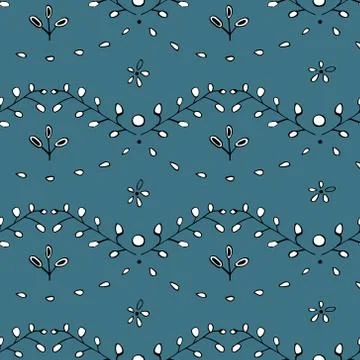 Tiny floral pattern on blue background Stock-Illustration