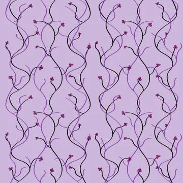 Tiny floral pattern with climbing stems on the lilac background Stock Illustration