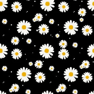 Tiny flowers seamless pattern, vector, black and white. Abstract floral backg Stock Illustration