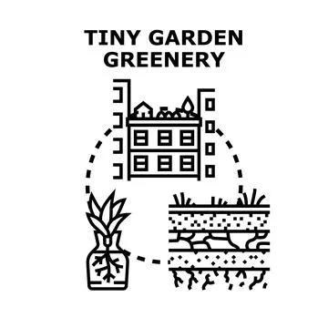 Tiny garden greenery concept for home and urban eco lifestyle Illustrazione stock