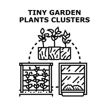 Tiny garden plants clusters farming concept Stock Illustration