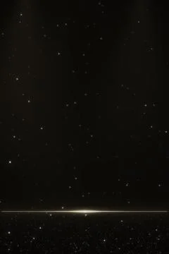 Tiny gold and white points of light scatter across a black sky above a fine.. Stock Illustration