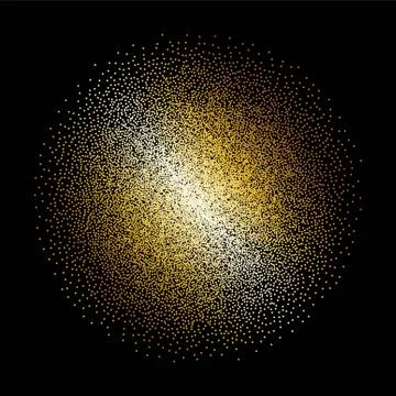 Tiny gold glittering spangles, sparks, splatter or night sky with golden star Stock Illustration