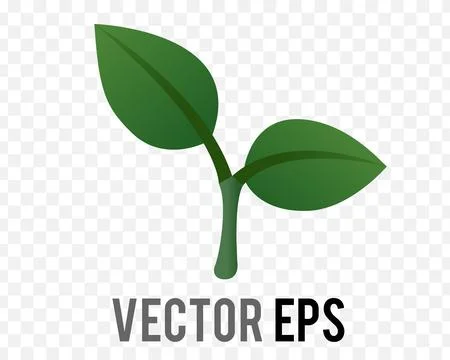 Tiny gradient green seedling, young plant icon with short stem two leaves Illustrazione stock