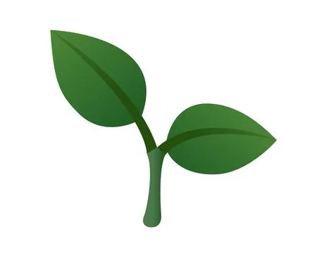 Tiny gradient green seedling, young plant icon with short stem two leaves Illustration
