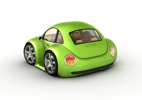 Tiny green car (3d isolated on white background micromachines series) Stock Illustration