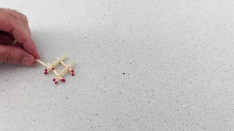 Tiny Grid From Matches: A Handcrafted Moment in Stillness Vídeo Stock 316026886