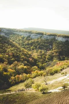 Tiny group of hikers Stock Photos