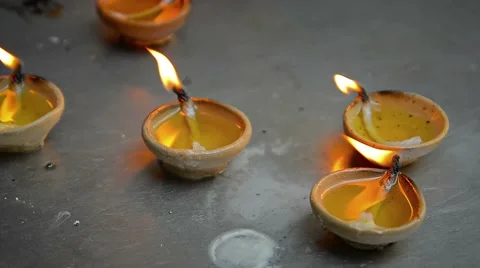 Tiny, Handmade Candles Burn on a Buddhist Altar in Singapore Stock Footage 66777659