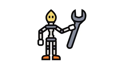 Tiny helper robot tools Stock Footage 326114371