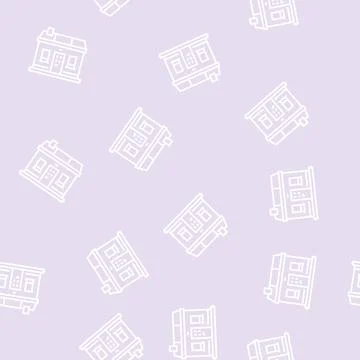 Tiny home house line seamless pattern Illustrazione stock