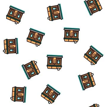 Tiny home house vector seamless pattern Illustrazione stock