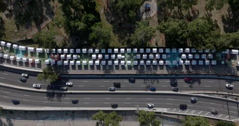 Tiny Homes For Homeless Arroyo Seco Los Angeles California Drone Aerial View Stock Footage 194746397