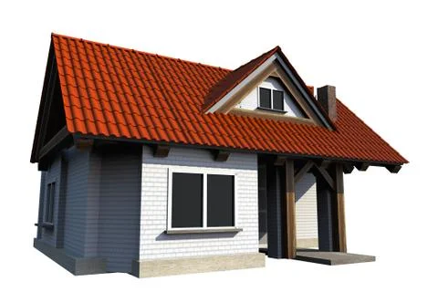 Tiny house 3d render illustration isolated on white. Stock Illustration