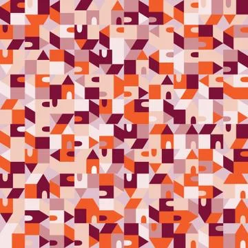 Tiny house architectural building vector seamless pattern. Paper cut style Illustrazione stock