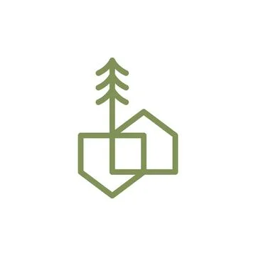 Tiny house architecture line logo design vector Stock Illustration