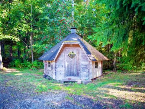 Tiny house, camping ground Stock Photos