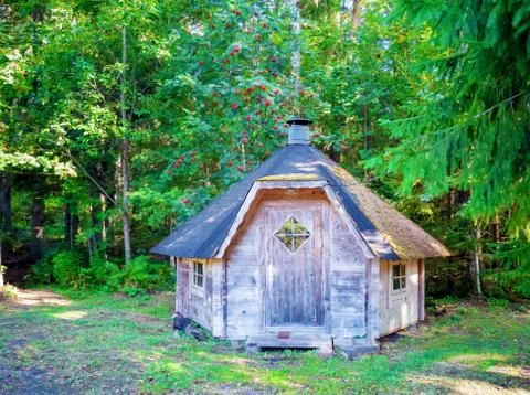 Tiny house, camping ground Stock Photos