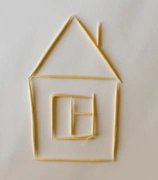 Tiny house model made of bamboo toothpicks Photos