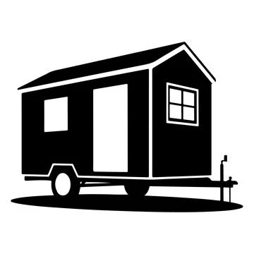 Tiny House Trailer Silhouette Vector Icon Stockillustratie