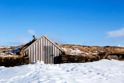 Tiny hut in Iceland Stock Photos