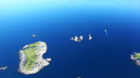 Tiny islands on norwegian coast from air Stock Footage 59783831