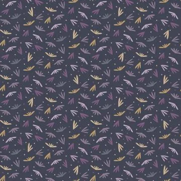 Tiny leaf moody ditsy seamless pattern. Modern all over print with petal grass Stock Illustration