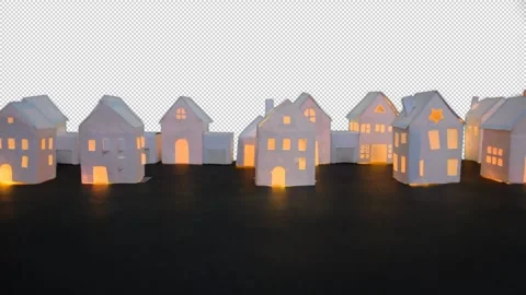 Tiny light Houses Alpha Background white Chart paper cut | 1920x1080 Stock Footage 167879850