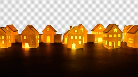 Tiny light Houses Alpha Background white Chart paper cut | 1920x1080 Stock Footage 167879888