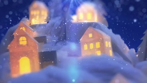 Tiny light Houses with Snow falls | white Chart paper cut | 1920x1080 Stock Footage 167879226