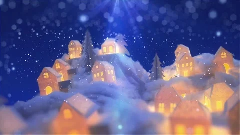 Tiny light Houses with Snow falls | white Chart paper cut | 1920x1080 Stock Footage 167879346