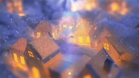 Tiny light Houses with Snow falls | white Chart paper cut | 1920x1080 Stock Footage 167879387