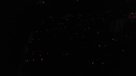 Tiny Lit Candles On The Graves At Cemetery During All Saints Day. Aerial Stock Footage 223139806