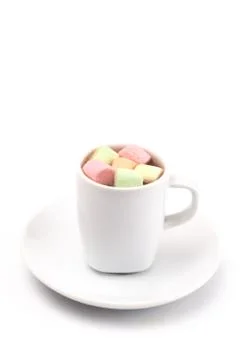A Tiny LIttle Mug Filled with Hot Chocolate for a Child called a Babyccino Stock Photos