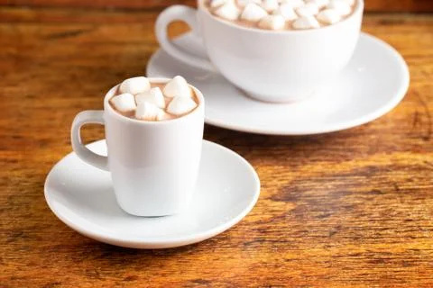 A Tiny LIttle Mug Filled with Hot Chocolate for a Child called a Babyccino Stock Photos