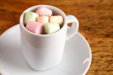 A Tiny LIttle Mug Filled with Hot Chocolate for a Child called a Babyccino Stock Photos