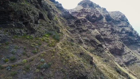 Tiny Man In Huge Mountains Stock Footage 83357273