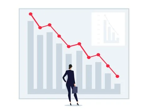 A tiny man is standing in front of a schedule. A woman with a briefcase looks at Illustrazione stock