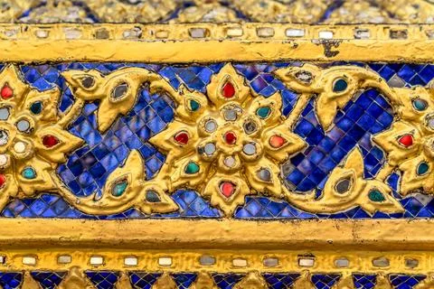 Tiny mirror pieces and gold surfaces show careful exterior work from the Ra.. 库存照片
