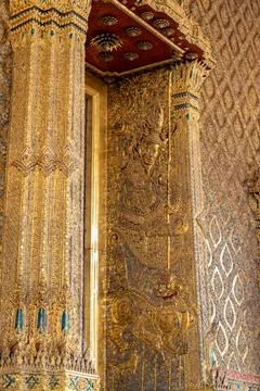 Tiny mirror pieces and gold surfaces show careful exterior work from the Ra.. Fotos de archivo