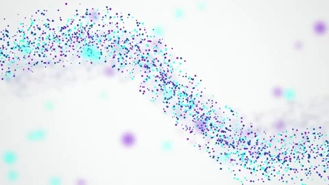 Tiny multicolored particles flow in a seamless loop across a light backgroun Stock Footage 343324764