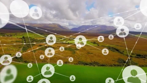 Tiny node popping at center driving user nodes growing, linking, forming net 스톡 동영상 330195489