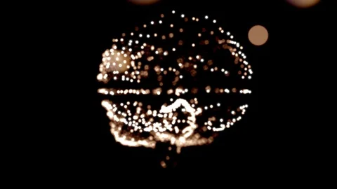 Tiny particles forming cyber brain and floating in space of information Stock Footage 121799609