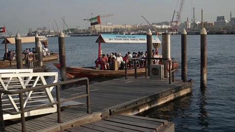 Tiny Passenger Ferry Boat Arrives and Unloads Passengers at the Pier 動画素材 71872120