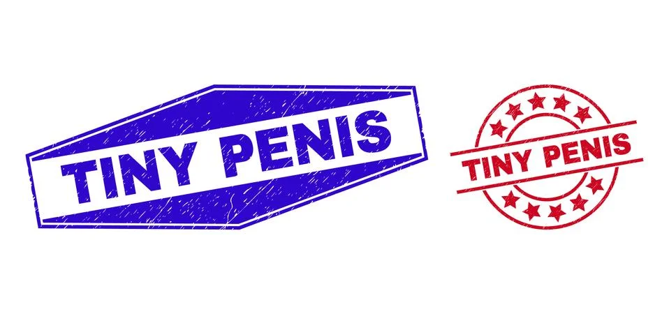 TINY PENIS Corroded Badges in Circle and Hexagon Forms Stock Illustration