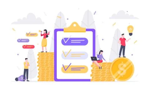Tiny people characters working together with clock, character people Illustrazione stock