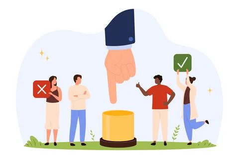 Tiny People Making Important Decision Together 스톡 일러스트