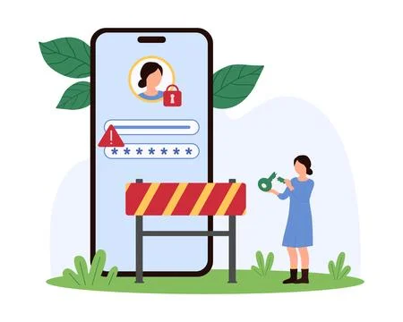Tiny People Managing Wrong Password Concept Stock Illustration